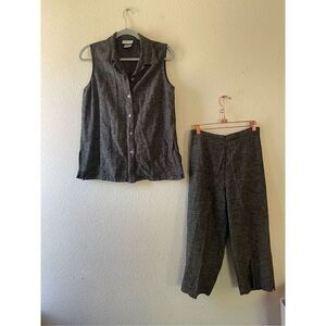 Vintage 90s linen blend blouse‎ and capri set size small